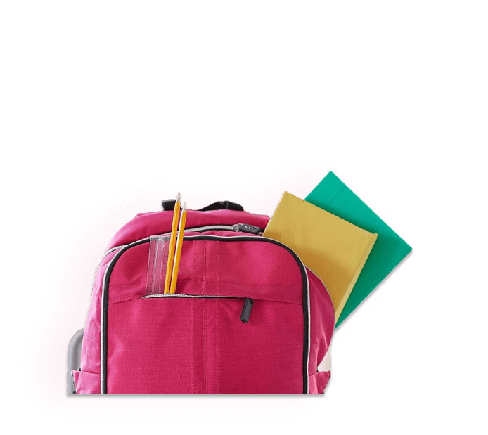 a briefcase with pencils and a notebook, with the number 7 in the background.